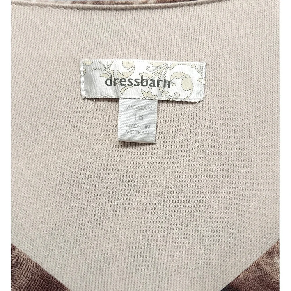 Dressbarn Animal Print Midi Dress 16 Asymmetric Hem Brown Resort Flowy Vacation